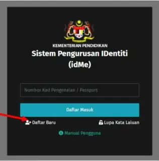 Klik Daftar Baru untuk pengguna pertama