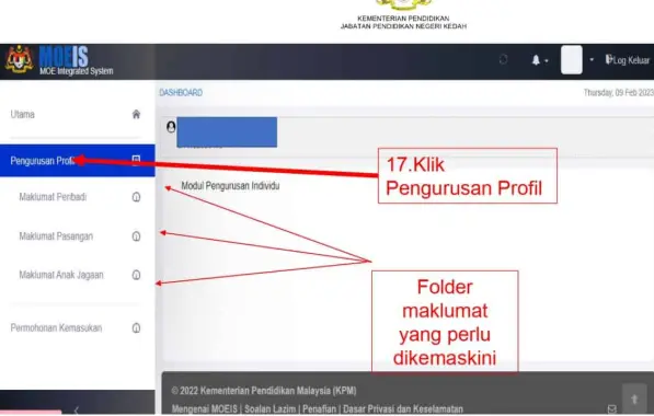 Klik Pengurusan Profil