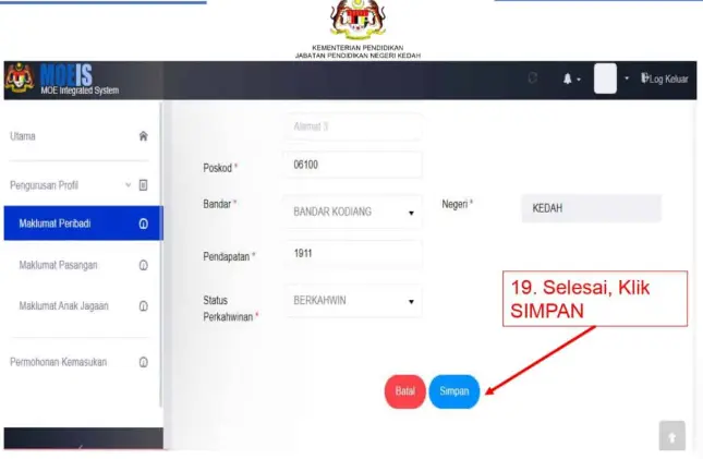 Selesai Klik SIMPAN